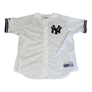 VINTAGE AUTHENTIC DEREK JETER NEW YORK YANKEES JERSEY #2 WHITE XL‎ MAJESTIC USA